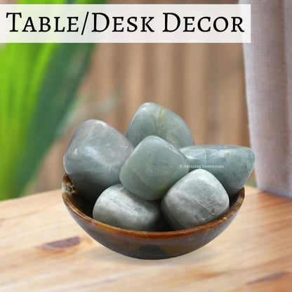 Amazing Gemstone Aquamarine Crystals and Healing Stones Tumbled - 1 oz, Natural Healing Stones for Energy Balance, Stress Relief - Premium Polished Gems Rocks for Meditation and Wellness