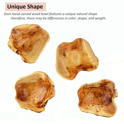 MIATTCLD Wooden Bowl Decorative Natural Wood Fruit Bowl, Irregular Creative Wood Bowls, Rustic Hand Carved Candy Snack Keys Serving Bowls for Home Decor (6"-8" Diameter)