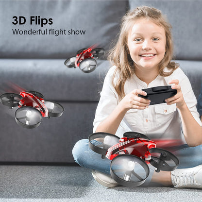 Mini Drone for Kids & Beginners, Indoor Portable Hand Operated/RC Nano Helicopter Quadcopter,Auto Hovering,3D Flips,Birthday＆ Children's Day Gift for Boys and Girls,Auto Hovering, Headless Mode & Remote Control, Red.4-blade design-ATOYX