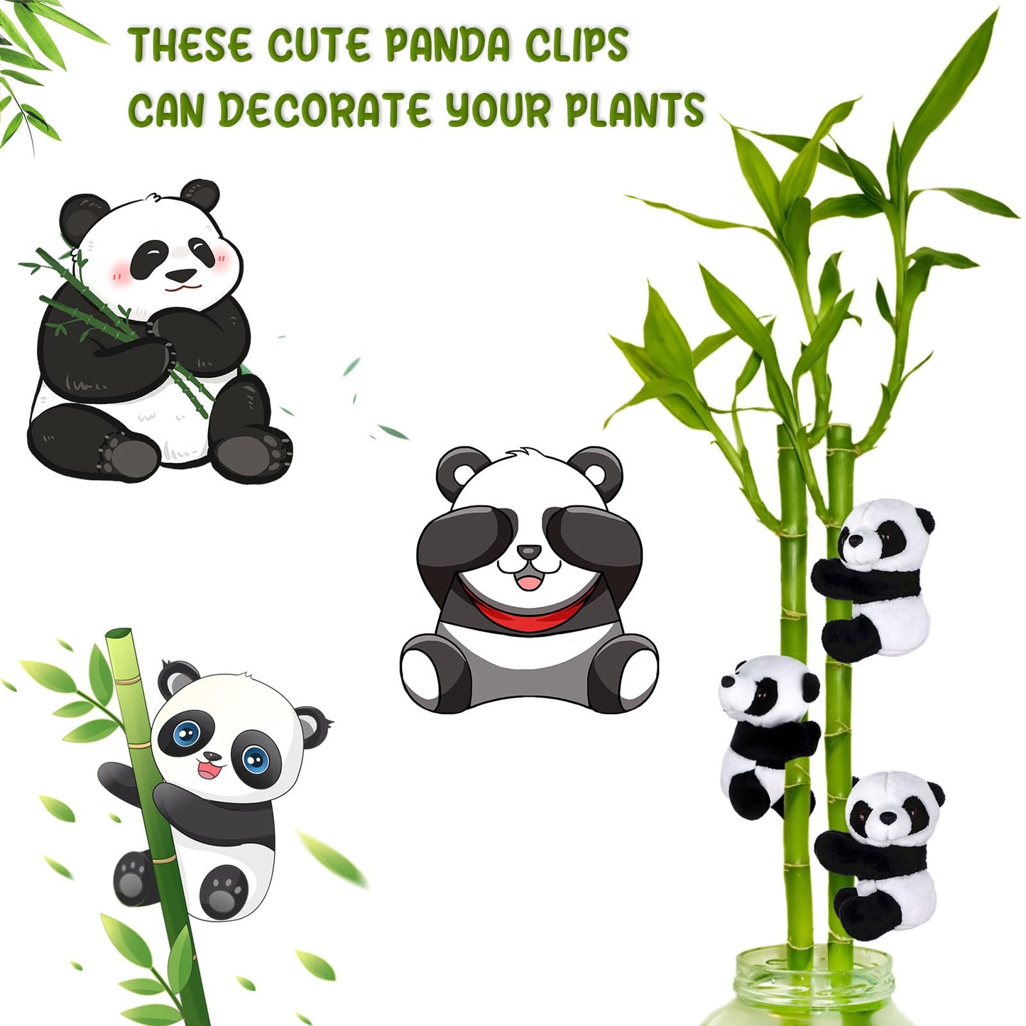 Haiabei 12Pcs Finger Panda Plush 4 inch Pandas Clips Curtain Holder Stand Note Memo Clips Photo Holder Cute Panda-s Toy Doll Finger Kids Toy,Home Decoration Plant Pots Bonsai Craft Decor