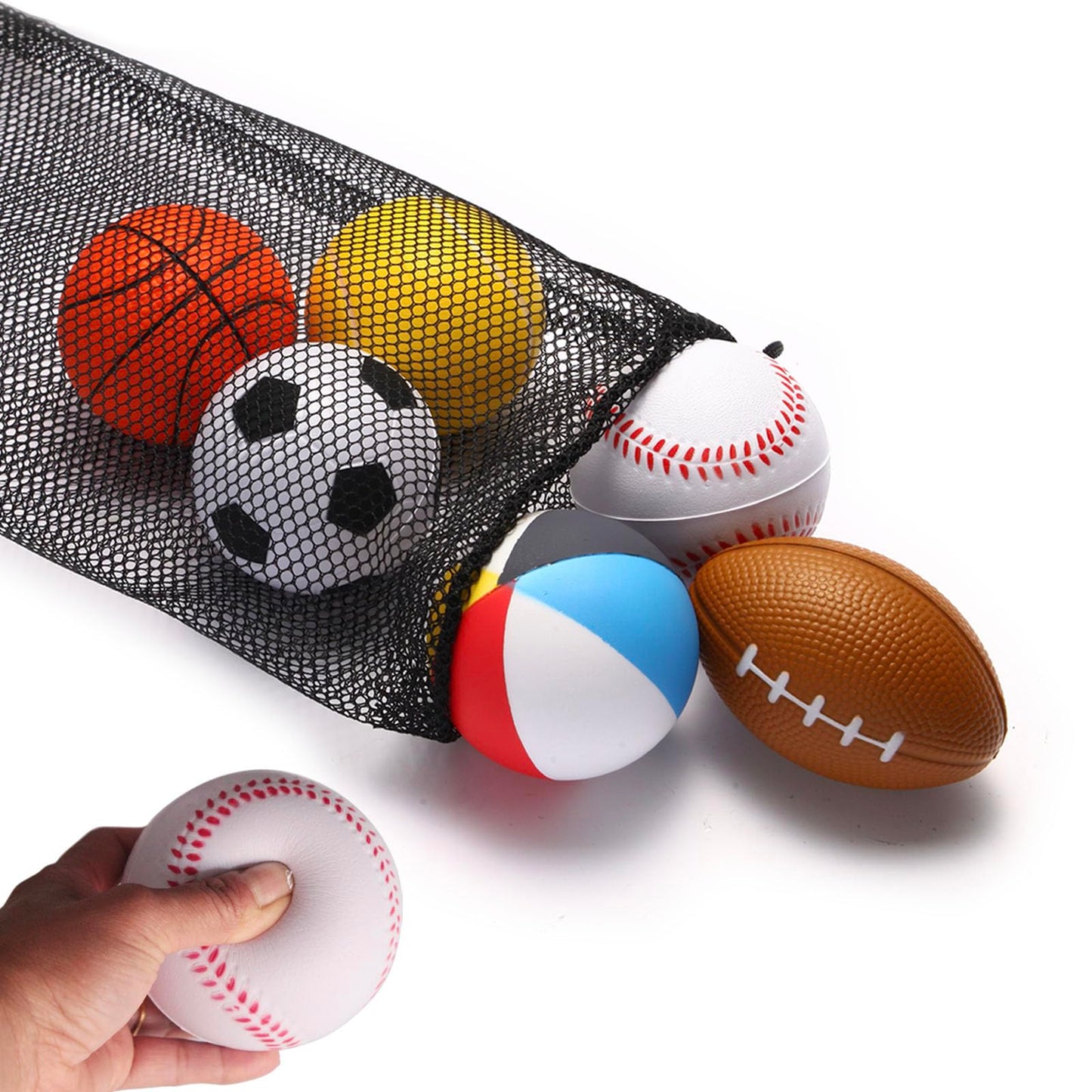 Mini Sports Balls Set of 6 Foam Ball for Kids 2.8 inch Soft Balls for Toddlers with Bag Includes Soccer, Basketball, Football, Baseball ,Tennis and Beach ball- Throwing Toys for Baby Boy and Girl