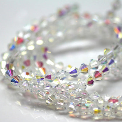 Laopottbeads 1100PCS 4mm Bicone Crystal Glass Beads for Jewelry Making, Sparkling Mini Beads for Suncatchers, DIY Bracelets & Craft Projects (AB White)