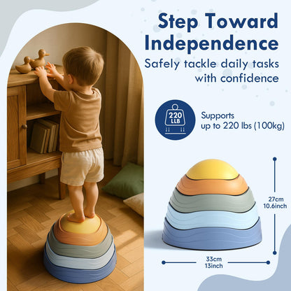 Lehoo Castle Stepping Stones for Kids, Non-Slip Toddler Stepping Stones, Indoor & Outdoor Sensory Toys for Toddlers 1-3, Balance Board Obstacle Course for Kids 3-5