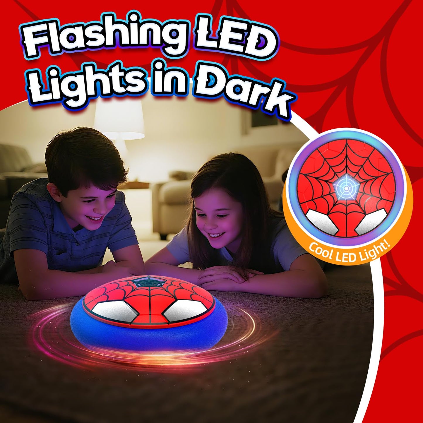 Thusine 2PCS Soccer Toys for Boys 4-6 Hover Soccer Ball Indoor Gifts for Kids Toys, Birthday for 4 5 6 7 8 9 10 Year, Football Toy Games Gift for Boys Age 6-8, 8-12 with LED Lights Foam Bumper