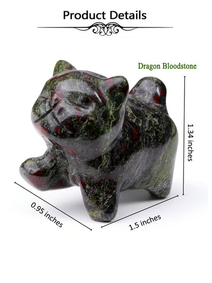 Top Plaza 1 PC Dragon Bloodstone Crystal Cute Cat Figurine Gifts Carved Healing Lucky Home Decor Natural Gemstone Cats Collectibles Pocket Sculpture for Cat Lovers