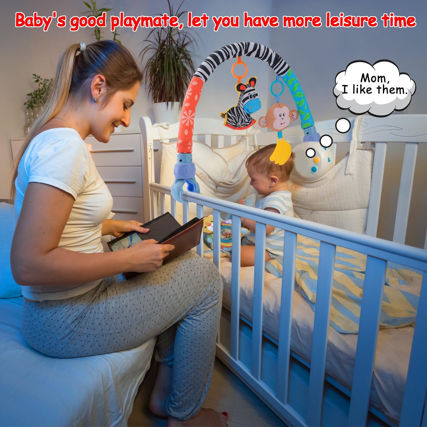 Car Seat Toys for Babies 0-6 Months,Baby Stroller Activity Arch Toys for Infant 0-6 Months Hanging Rattle Musical Bassinet Travel Crib Carseat Toy,Clip on Bouncer Toys for Babies 0 3 6 9 Months Gift
