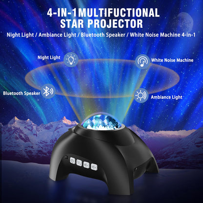 Vinwark Northern Lights Aurora Projector for Bedroom with Music Bluetooth Speaker and White Noise, Galaxy Projector, Starry Night Light Projectors for Kids Adults Gaming Room