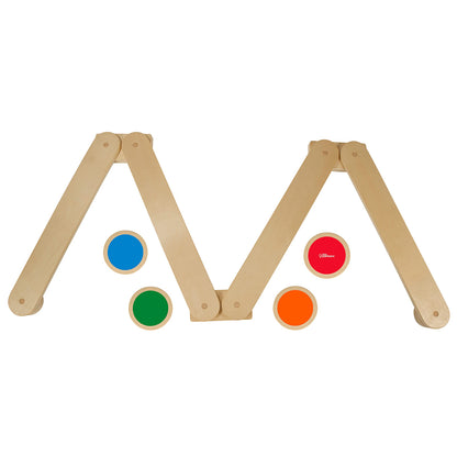 Little Partners Learn 'N Balance Toddler Balance Beam and Stepping Stones Set for Kids, Wooden Indoor Children's Activity Toy with 4 Colorful Stones, Portable Design, Hinged Sections