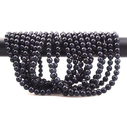 ICAI Beads 10mm Natural Blue Sand Goldstone Round Loose Stone Beads for Jewelry Making DIY Crafts Design 1 Strand 15" APPR.34-36pcs