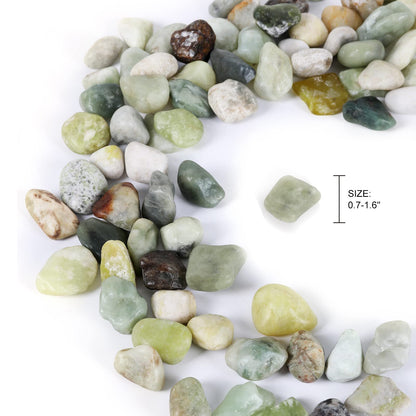 Ausluru 11lbs Natural River Rocks, Polished Pebbles for Plants Garden, 1-2 inch Decorative Jade Stones, Ideal for Fish Tank, Vases, Crafting, Home Decor and Garden Landscaping Rocks,Jade