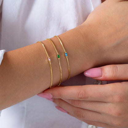 JSJOY Dainty Birthstone Bracelets for Women February Birthstone Bracelet Birthday Gifts Gold Amethyst Crystal Link Bracelet Jewelry Mothers Day Graduation Gifts for Her
