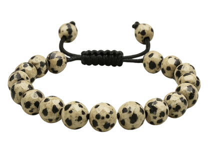 Amazing Gemstone Dalmatian Jasper Bracelet for Women - Chakra Mens Bracelet Protection Crystals and Healing Stones, Blessing Spiritual Meditation Stocking Stuffers (Faceted Beaded Bracelet)
