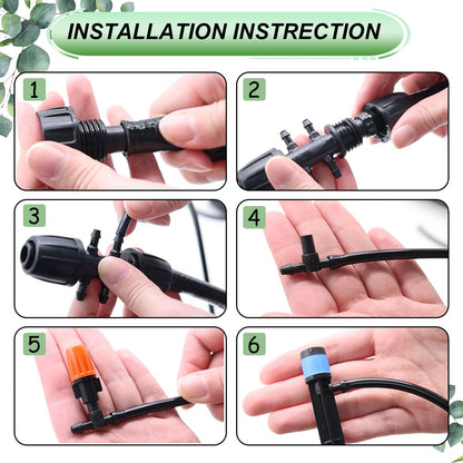 Ruibapa 240FT Drip Irrigation System,Irrigation System for Garden with 1/2 inch Hose 1/4 inch Distribution Tubing and Accessories,Drip Irrigation Parts Garden Watering System