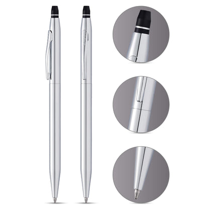 Cross Click Chrome Ballpoint Pen - High-End Writing Tool for Versatile Use - Smooth Writing & Journaling - Elegant Accessory - Long-Lasting - Black Ink - Includes Gift Box