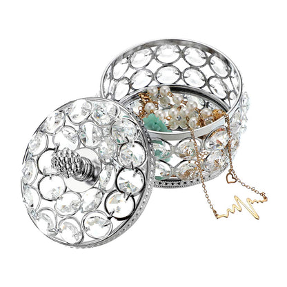 Hipiwe Crystal Mirrored Jewelry Box Jewelry Trinket Organizer Box Home Decor Ring Earrings Necklace Storage Holder Keepsake Box