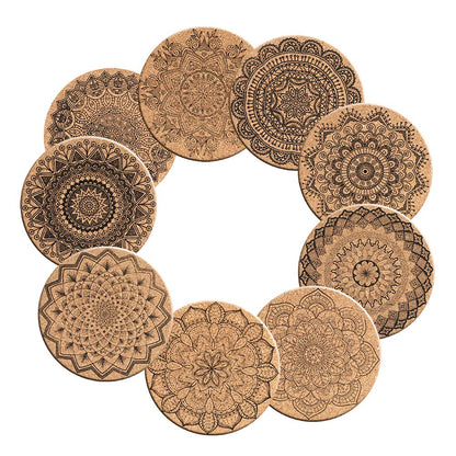 Soleebee Cork Coasters for Drinks, Reusable Cup Mat Round Cork Coasters Set for Home, Office, Bar, Restaurant - 4 Inches (Pack of 9)