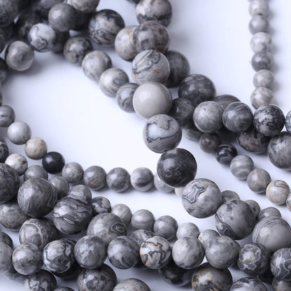 90PCS 4MM Grey map Stone Beads Natural Gemstone Bead Crystal Healing Energy Jewelry Making DIY 16 inches