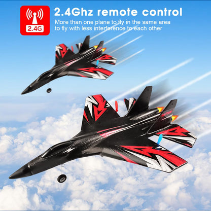 Fremego SU27 RC Plane, 2.4GHZ RC Airplane Ready to Fly Remote Control Airplane W/ 2 Batteries & 6-axis Gyro Stabilizer, 2CH RTF Hobby RC Glider for Beginners Kids Boys Girls Adults