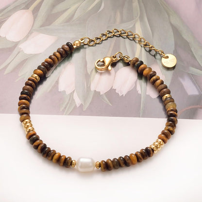 vissen Natural Stone Bracelets for Women Gold Plated Stainless Steel Cultured Freshwater Pearl Bracelet Women's Gift