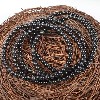 MASSIVE BEADS Black Obsidian - Stone of Pleasure - Handmade Yoga Stretch Elastic Bracelet Natural Stone Crystal Healing Power Energy Gifts for Unisex Adult 4mm