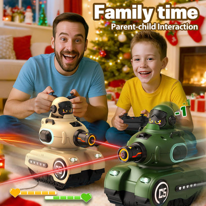Innofans 2 Pack Cute Cartoon Remote Control Battle Tanks RC Ejecting Bumper Car with Laser tag 2 PCS Shoot to Ejected Out|Military Army Toys for 6+ Boys Girls | Christmas Birthday Gifts for 8-12