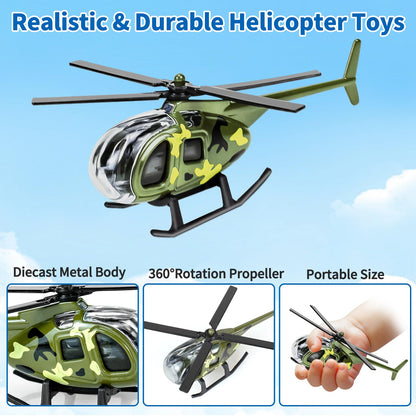 Tcvents 12PCS Diecast Helicopters Toy, Mini Alloy Toy Helicopter for Kids 3 4 5 6 7 Years Old, Small Toys Airplane Military Model Planes for Toddlers Boys 3-8 Years Birthday Gift Party Favors