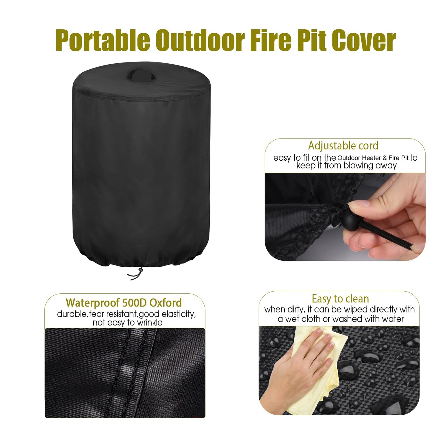 Aidetech Fire Pit Table Cover for Electactic 20" Smokeless, Waterproof Portable Fire Pit Cover, Outdoor Fire Tables Fireplace Covers-20 D x 24.5" H