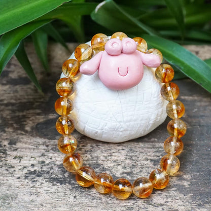 8MM Citrine Bracelet for Women Men | Natural Yellow Sacral & Solar Plexus Chakra Crystal and Gemstones | Stretch Jewelry Gift for Bringing Wealth Success Motivation | Fits for 7-7.5" Medium Wrist