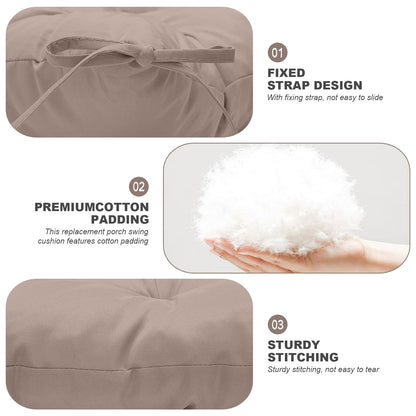 GPQAWER Outdoor Swing Cushions,Waterproof Swing Cushions 3 Seater Replacement with Backrest,Outdoor Thickened Bench Cushion with Ties for Porch,Patio,Backyard,Garden and Lawn (Khaki 60 * 40 in)