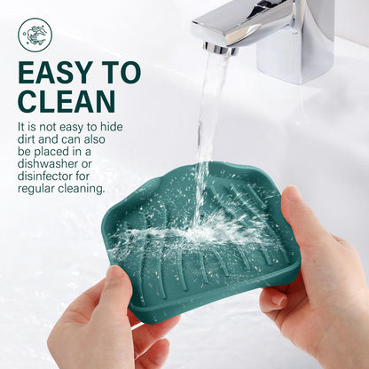 2PCS Self Draining Soap Holder,Spofit Silicone Soap Dish, Suitable for for Kitchen, Bathroom, Shower, Bath Tub,Soap Container (Green)