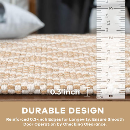 KOZYFLY Small Area Rug 2x3 Ft Washable Entryway Rug Non Slip Rubber Backed Throw Rugs Indoor Door Mat, Braided Cotton Floor Carpet for Front Entrance Front Door Sink Foyer, Tan/Beige