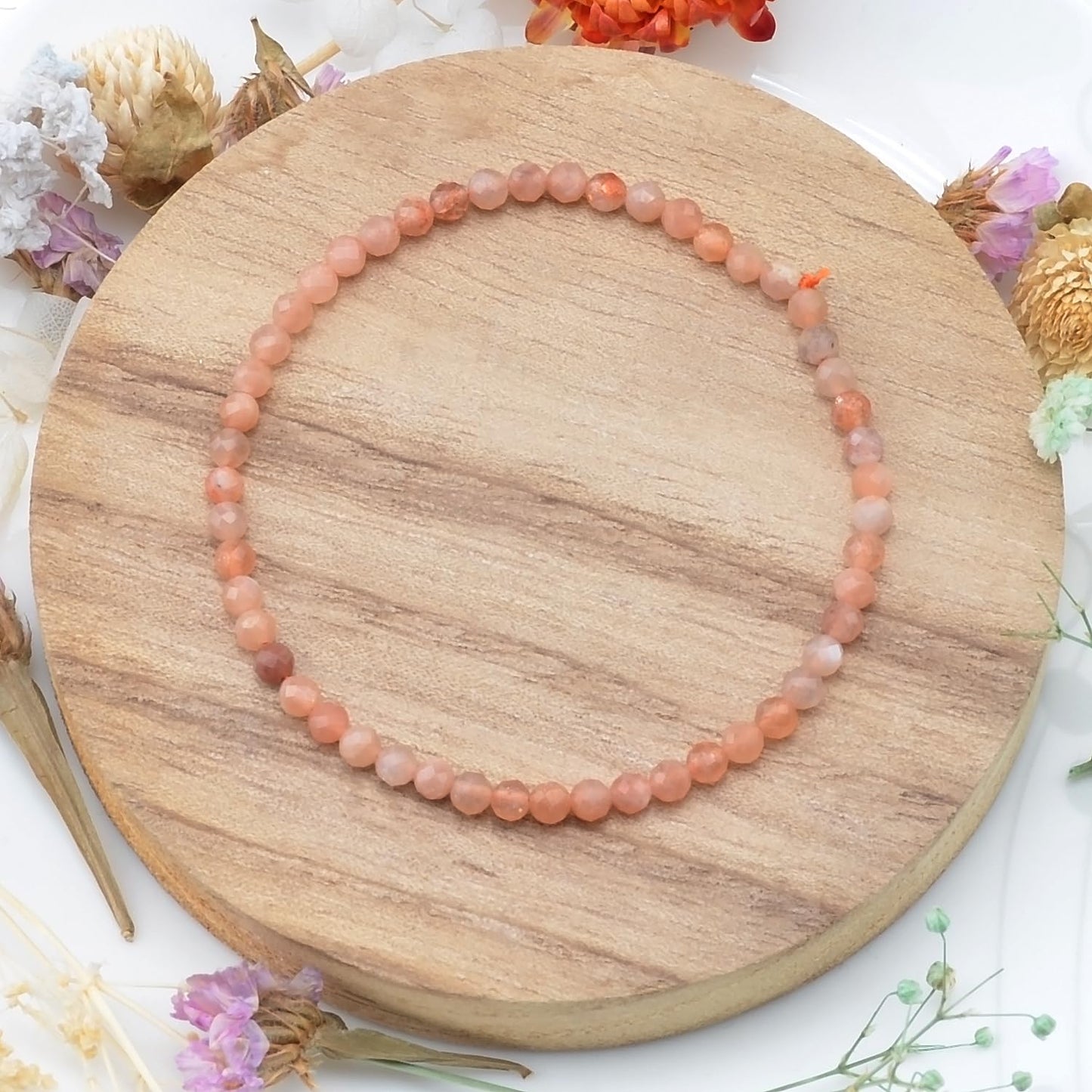 MASSIVE BEADS Natural Genuine Gemstone Beads Healing Crystal Chakra Reiki Jewelry Faceted Round Beads Bracelets (SunStone, 3mm)