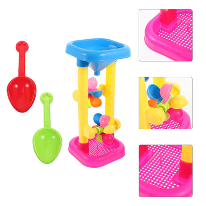 Vaguelly Water Wheel Toy Set Plastic Kids Beach and Water Wheel Toy Outdoor Beach Hourglass Sifting Funnel Random Color