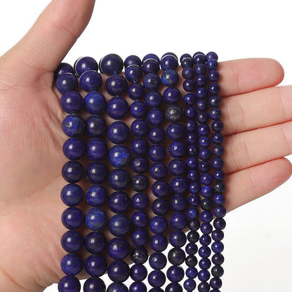 35pcs 10mm Natural Lapis Lazuli Gemstone Beads Energy Healing Crystal Round Loose Stone Beads for Jewelry Making, DIY Bracelets Necklaces