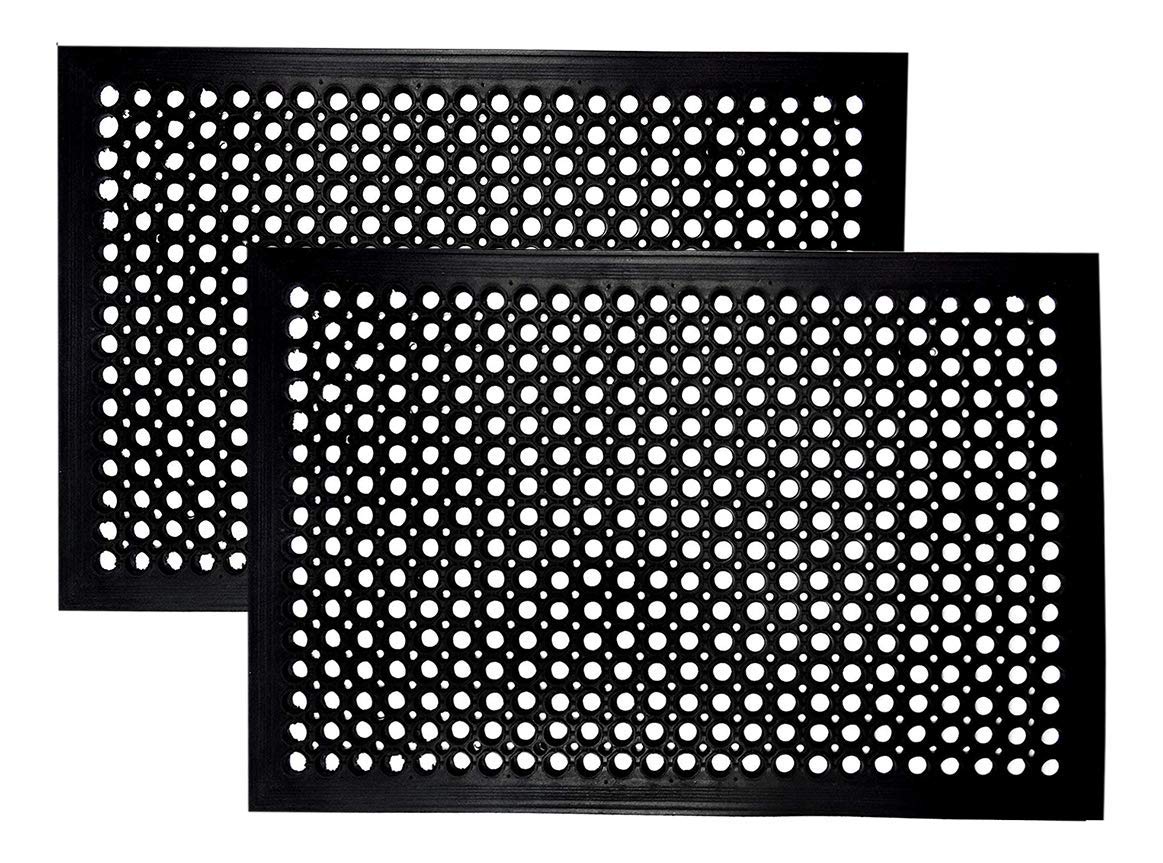 IRONGATE Rubber Doormat - 2 Pack Non Slip Anti Fatigue Indoor Outdoor Rubber Floor Mat - Heavy Duty Commercial Kitchen Ramp Pool Restaurant Garage Floor Mat - Anti Slip Bar Drainage Mat - 24x36