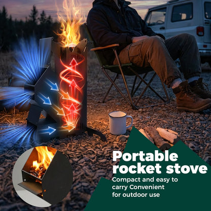 Rocket Stove for Cooking Portable Wood Burning Wood Fire Camping Backyard Cooking Outdoor Events BBQ Comes with Storage Bag