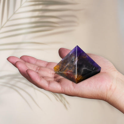 Amazing Gemstone Amethyst Chevron Pyramid Crystal Healing Stones - 1.5" Great Pyramid Figurine of Natural Stone Pyramid for Meditation, Reiki, Chakra Balancing and Crystal Pyramids Grid