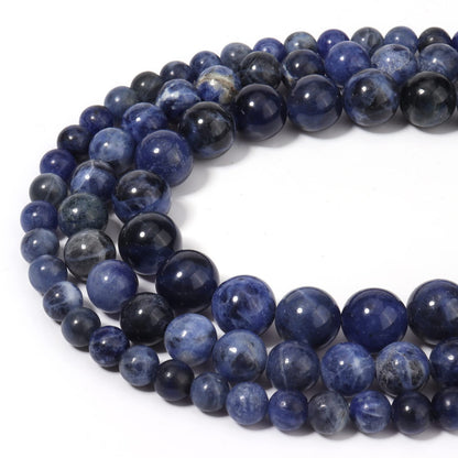 45pcs 8mm Natural Stone Beads Blue Sodalite Beads Energy Crystal Healing Power Gemstone for Jewelry Making, DIY Bracelet Necklace