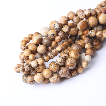 10MM Pictures Jaspers Round Loose Beads Natural Gem Beads Crystal Energy Stone Beads for Jewelry Making DIY Bracelet Necklace