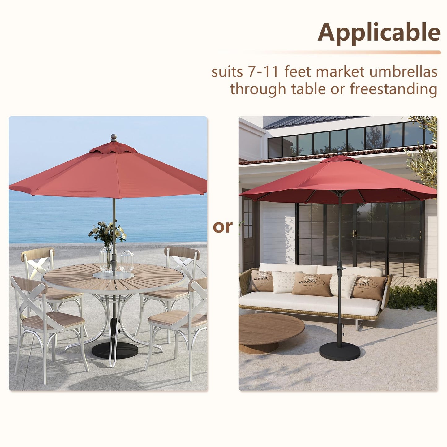 C-Hopetree 44 lb Patio Umbrella Base, Heavy Duty Stand for Outdoor Patio Market Table Umbrella, Black