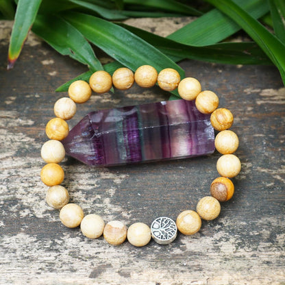 TaHLga 10MM Palo Santo Bracelet with Sterling Silver for Women Men | Beautiful Fragrance | Healing Spiritual Jewelry for Reiki Yoga Deep Meditation