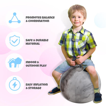 Upper Rider 6 Pcs Hopper Ball for Kids 3-8, 18 Inch Bouncy Ball with Handle, Inflatable Hippity Hop Bounce Jumping Hopping Toys Indoor Outdoor for Toddlers Boys Girls Gifts, Pink Blue Grey Purple