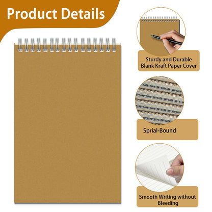 OSIMIG 48 Pack A5 Spiral Notebooks Bulk with Kraft Cover, 8x5.5 Inch Lined Paper Travel Journaling Notebooks, Composition Notebook for School Office Supplies, 80 Sheets 160 Pages