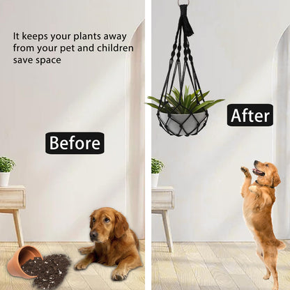 Artilady Black Plant Hanger Macrame Hanging Planter for Indoor Boho Plants Holder with Hooks Hanging Plant Basket Outdoor Window Wall Plants Home Decor (Black Macrame-2pcs)