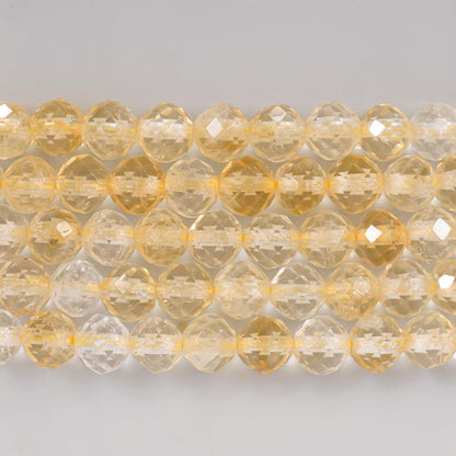 Angelstones Natural Citrine Gemstone Stretch Bracelet, 4mm Faceted Round Beads, Crystal Healing for Women