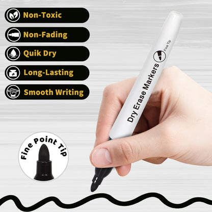V-Opitos 72 Pack Fine Tip Dry Erase Markers - Bulk Whiteboard Erasable Black Markers, Ideal for School Classroom Office Supplies, Non-Toxic & Easy Clean for White board
