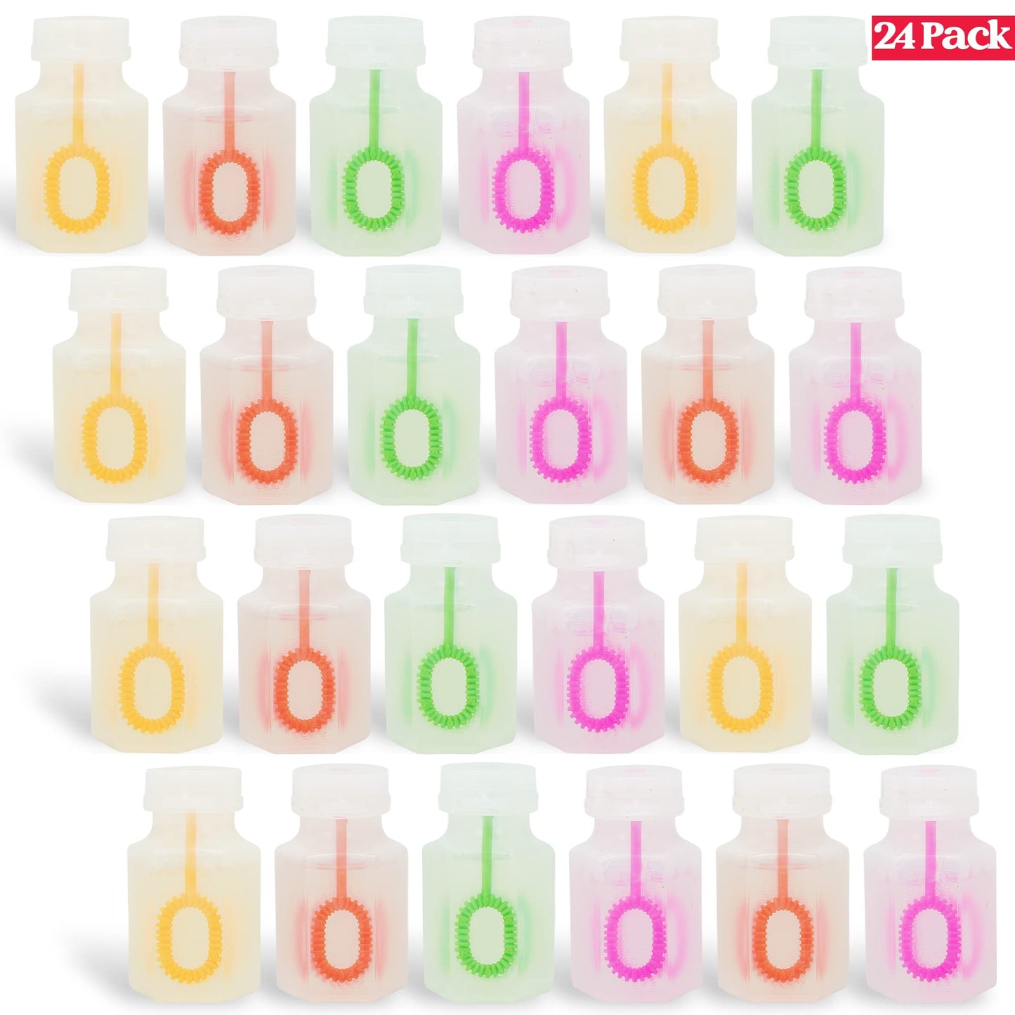 JOYIN 24 Pcs Mini Bubble Wands Assortment Party Favors Toys for Kids Child, Summer Gifts Bubbles Fun Toys,Wedding, Bath Time,Summer Outdoor Gifts for Girls Boys