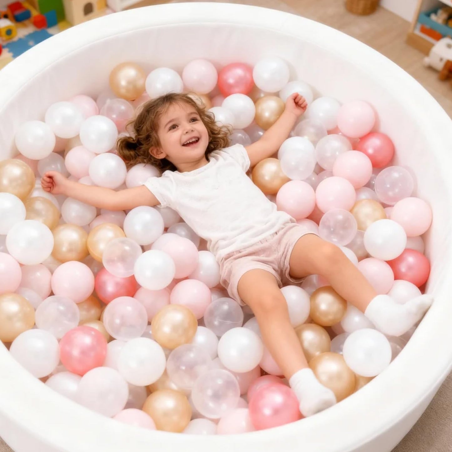 Heopeis Ball Pit Balls Play Balls - 100 Pieces Baby Soft Plastic Balls BPA&Phthalate Free Non-Toxic Crush Proof for 1 2 3Years Old Toddlers Baby Kids Birthday Pool Tent Party