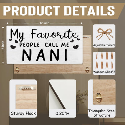 shiviody Nani Picture Frame Photo Holder for Wall, Best Grandma Gifts for Christmas Birthday from Grandkids Granddaughters, Grandmother Gifts Photo Hanging Display Picture Board for Wall Decor