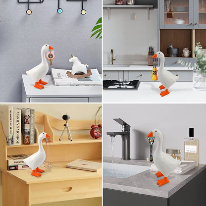 Gladyell Magnetic Goose Key Holder Cute Home Decor Statue,Office Table Desk Decor Resin Goose Duck Statue Sculpture,Tool Holder Home Decoration，Bedroom Decor Housewarming Gift